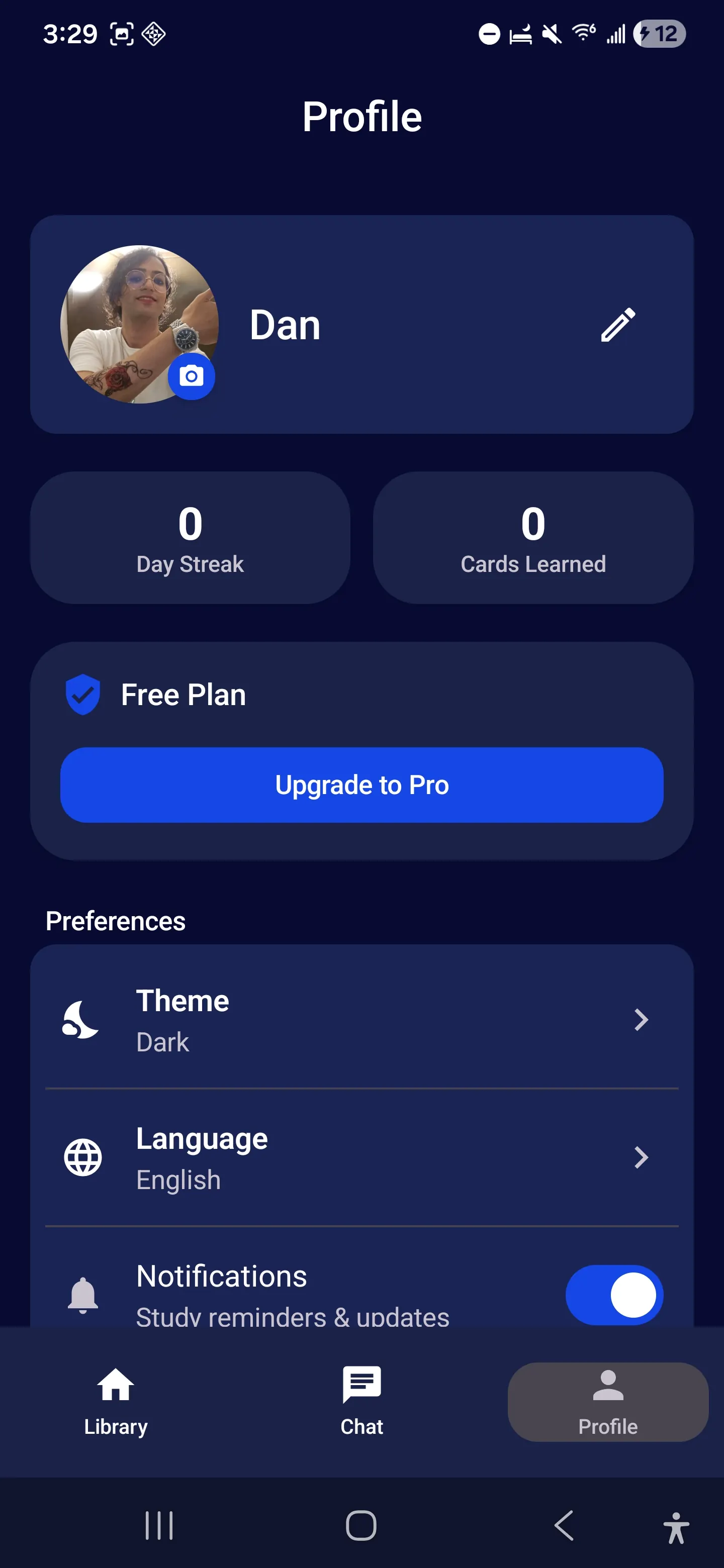 FlashNest Profile screen